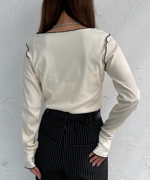 apres jour mignon(アプレジュールミニョン)の「メローリブトップス【ZOZOTOWN限定アイテム】(Tシャツ/カットソー・レディース・オレンジ/ブルー/グリーン/アイボリー・X-LARGE/フリー)」の20枚目の写真