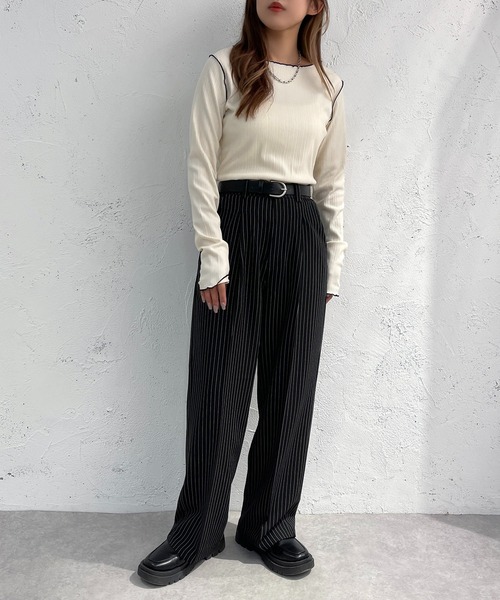 apres jour mignon(アプレジュールミニョン)の「メローリブトップス【ZOZOTOWN限定アイテム】(Tシャツ/カットソー・レディース・オレンジ/ブルー/グリーン/アイボリー・X-LARGE/フリー)」の7枚目の写真