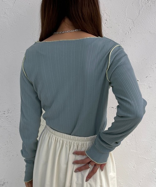 apres jour mignon(アプレジュールミニョン)の「メローリブトップス【ZOZOTOWN限定アイテム】(Tシャツ/カットソー・レディース・オレンジ/ブルー/グリーン/アイボリー・X-LARGE/フリー)」の22枚目の写真
