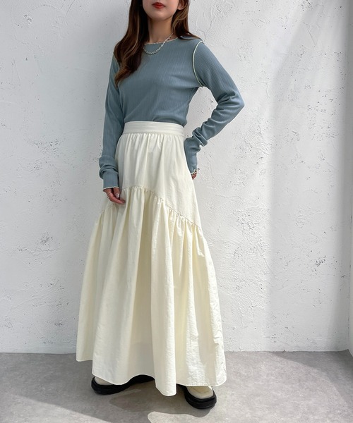 apres jour mignon(アプレジュールミニョン)の「メローリブトップス【ZOZOTOWN限定アイテム】(Tシャツ/カットソー・レディース・オレンジ/ブルー/グリーン/アイボリー・X-LARGE/フリー)」の9枚目の写真
