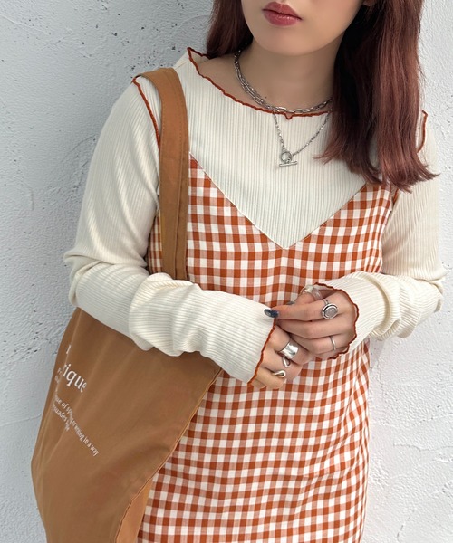 apres jour mignon(アプレジュールミニョン)の「メローリブトップス【ZOZOTOWN限定アイテム】(Tシャツ/カットソー・レディース・オレンジ/ブルー/グリーン/アイボリー・X-LARGE/フリー)」の5枚目の写真