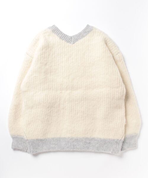 Heather（ヘザー）の「パイピングニットカーデジャケット　188387（ノーカラージャケット・レディース・ブラック/オフホワイト・FREE）」の6枚目の写真