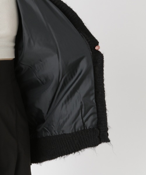 Heather（ヘザー）の「パイピングニットカーデジャケット　188387（ノーカラージャケット・レディース・ブラック/オフホワイト・FREE）」の21枚目の写真