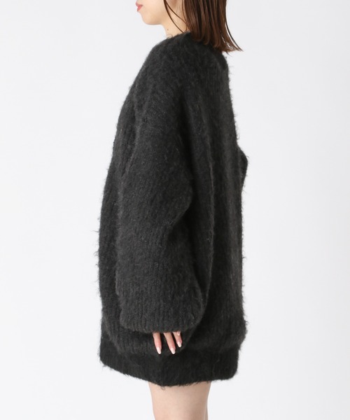 Heather（ヘザー）の「パイピングニットカーデジャケット　188387（ノーカラージャケット・レディース・ブラック/オフホワイト・FREE）」の9枚目の写真