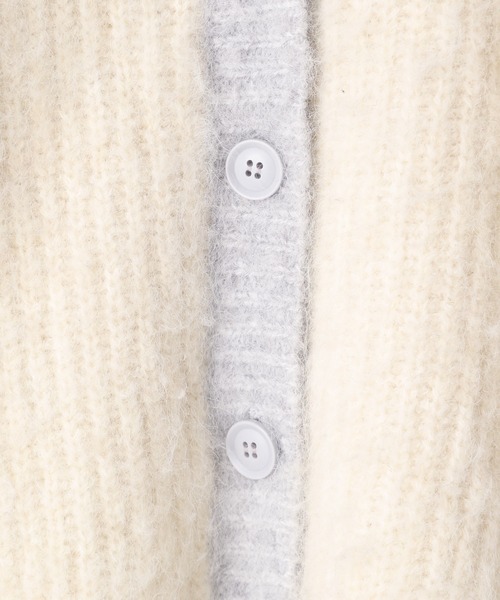 Heather（ヘザー）の「パイピングニットカーデジャケット　188387（ノーカラージャケット・レディース・ブラック/オフホワイト・FREE）」の14枚目の写真