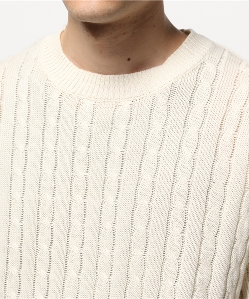 JOURNAL STANDARD relume（ジャーナルスタンダード　レリューム）の「コットン/ラミーリネン ケーブルS/Sニット #（ニット/セーター・メンズ・ホワイト/ホワイト系その他/ネイビー・MEDIUM/SMALL/LARGE）」の7枚目の写真