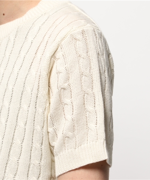 JOURNAL STANDARD relume（ジャーナルスタンダード　レリューム）の「コットン/ラミーリネン ケーブルS/Sニット #（ニット/セーター・メンズ・ホワイト/ホワイト系その他/ネイビー・MEDIUM/SMALL/LARGE）」の8枚目の写真
