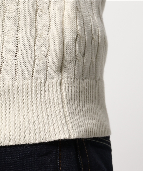 JOURNAL STANDARD relume（ジャーナルスタンダード　レリューム）の「コットン/ラミーリネン ケーブルS/Sニット #（ニット/セーター・メンズ・ホワイト/ホワイト系その他/ネイビー・MEDIUM/SMALL/LARGE）」の9枚目の写真