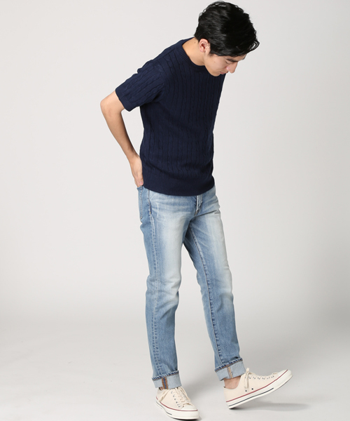 JOURNAL STANDARD relume（ジャーナルスタンダード　レリューム）の「コットン/ラミーリネン ケーブルS/Sニット #（ニット/セーター・メンズ・ホワイト/ホワイト系その他/ネイビー・MEDIUM/SMALL/LARGE）」の14枚目の写真