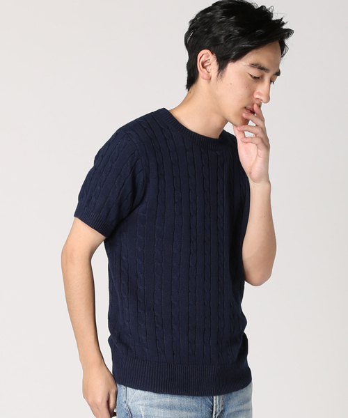 JOURNAL STANDARD relume（ジャーナルスタンダード　レリューム）の「コットン/ラミーリネン ケーブルS/Sニット #（ニット/セーター・メンズ・ホワイト/ホワイト系その他/ネイビー・MEDIUM/SMALL/LARGE）」の17枚目の写真