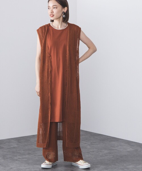 BEAMS HEART（ビームスハート）の「BEAMS HEART / 3WAY ブロックメッシュ ワンピース（ワンピース・レディース・クリアブラック/ダークベージュ/オレンジ・FREE）」の3枚目の写真