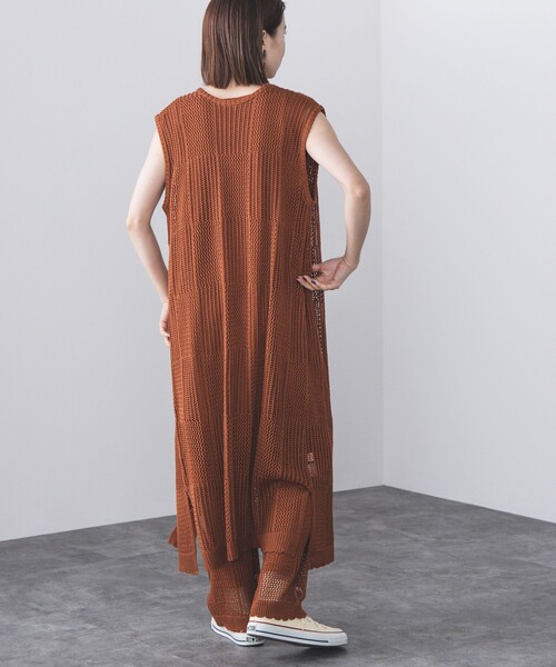 BEAMS HEART（ビームスハート）の「BEAMS HEART / 3WAY ブロックメッシュ ワンピース（ワンピース・レディース・クリアブラック/ダークベージュ/オレンジ・FREE）」の9枚目の写真