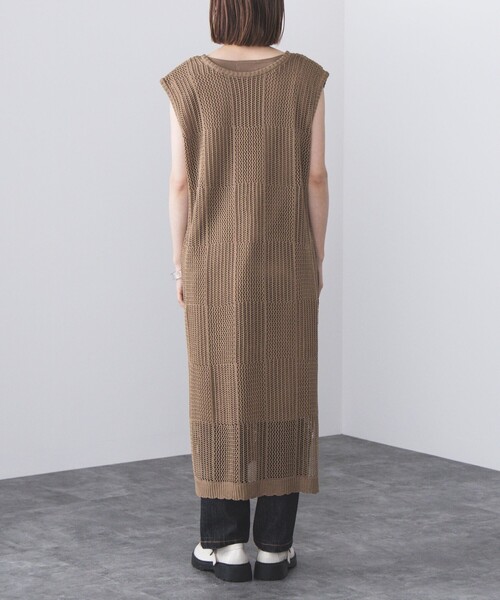 BEAMS HEART（ビームスハート）の「BEAMS HEART / 3WAY ブロックメッシュ ワンピース（ワンピース・レディース・クリアブラック/ダークベージュ/オレンジ・FREE）」の15枚目の写真