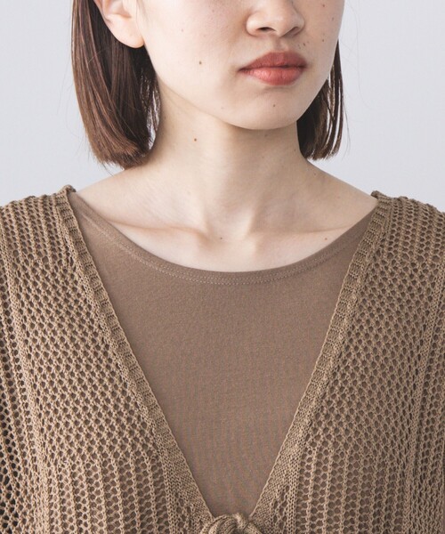 BEAMS HEART（ビームスハート）の「BEAMS HEART / 3WAY ブロックメッシュ ワンピース（ワンピース・レディース・クリアブラック/ダークベージュ/オレンジ・FREE）」の16枚目の写真