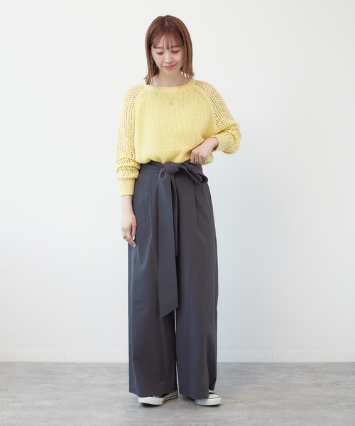 B.C STOCK(ベーセーストック)の「リボンパンツ(スラックス・レディース・ベージュ/ブラック・SMALL/MEDIUM)」の3枚目の写真