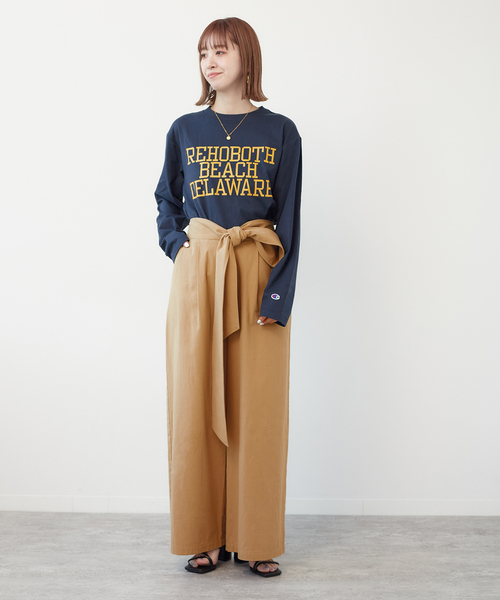 B.C STOCK(ベーセーストック)の「リボンパンツ(スラックス・レディース・ベージュ/ブラック・SMALL/MEDIUM)」の8枚目の写真