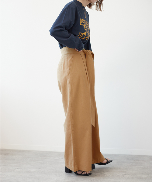 B.C STOCK(ベーセーストック)の「リボンパンツ(スラックス・レディース・ベージュ/ブラック・SMALL/MEDIUM)」の11枚目の写真