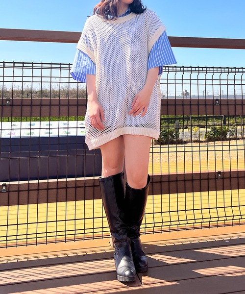 NULL（ヌル）の「【NULL】メッシュ編み ベスト（ベスト・メンズ・グリーン/ブラック/アイボリー/レンガ・FREE）」の19枚目の写真