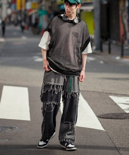 NULL（ヌル）の「【NULL】メッシュ編み ベスト（ベスト・メンズ・グリーン/ブラック/アイボリー/レンガ・FREE）」の21枚目の写真