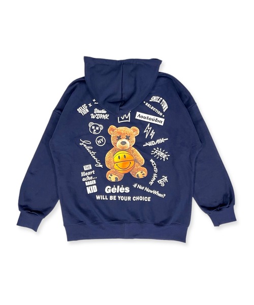 Import & Select(インポートアンドセレクト)の「【Select】 オーバーサイズ ZIPパーカー 'THE Heart ache...REGER KID' ベアー バックプリント(パーカー・メンズ・グレー/オフホワイト/ブルー/ブラック/ネイビー・FREE)」の4枚目の写真