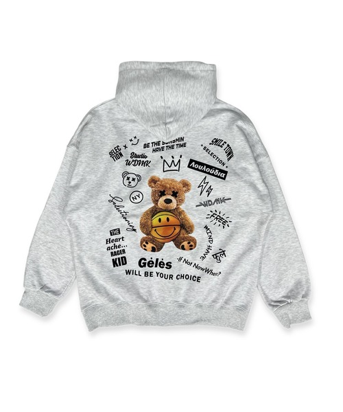 Import & Select(インポートアンドセレクト)の「【Select】 オーバーサイズ ZIPパーカー 'THE Heart ache...REGER KID' ベアー バックプリント(パーカー・メンズ・グレー/オフホワイト/ブルー/ブラック/ネイビー・FREE)」の1枚目の写真
