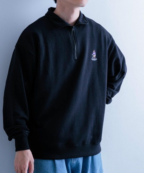 TeddyBear SPORTS BRAND（テディベアスポーツブランド）の「TEDDY BEAR ハーフZIP スウェットプルオーバー（スウェット・メンズ・ライトカーキ/オートミール/ブラック・MEDIUM/LARGE）」の5枚目の写真