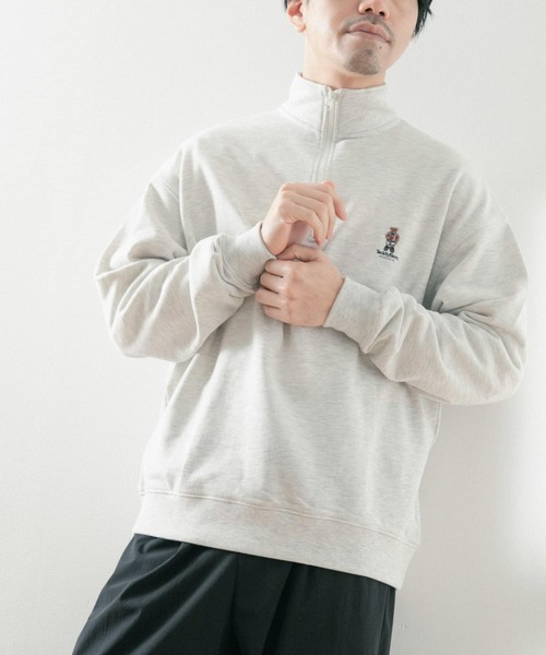 TeddyBear SPORTS BRAND（テディベアスポーツブランド）の「TEDDY BEAR ハーフZIP スウェットプルオーバー（スウェット・メンズ・ライトカーキ/オートミール/ブラック・MEDIUM/LARGE）」の15枚目の写真