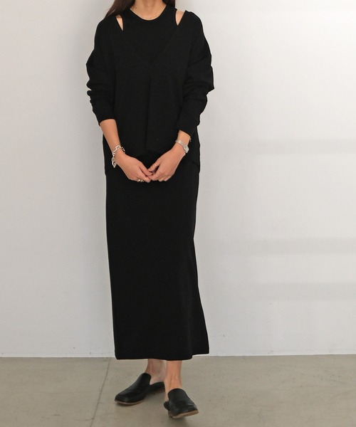 AKTE（アクテ）の「レイヤードカットソーワンピース（ワンピース・レディース・ホワイト/ブラック・FREE）」の3枚目の写真