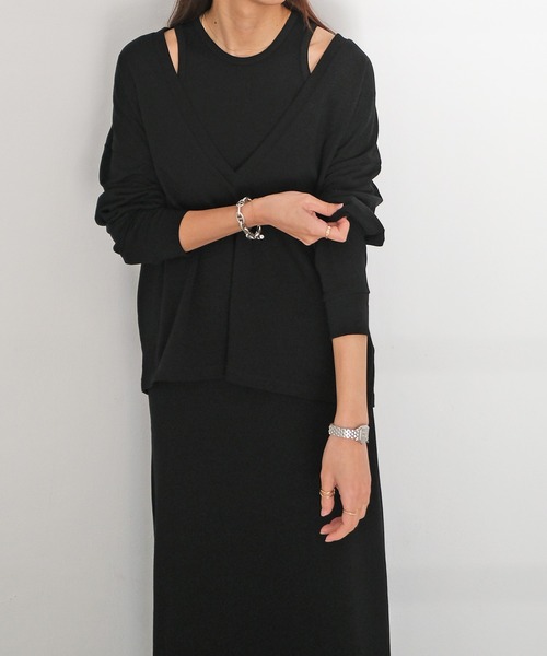 AKTE（アクテ）の「レイヤードカットソーワンピース（ワンピース・レディース・ホワイト/ブラック・FREE）」の5枚目の写真