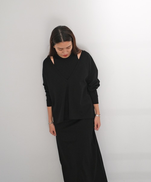 AKTE（アクテ）の「レイヤードカットソーワンピース（ワンピース・レディース・ホワイト/ブラック・FREE）」の9枚目の写真