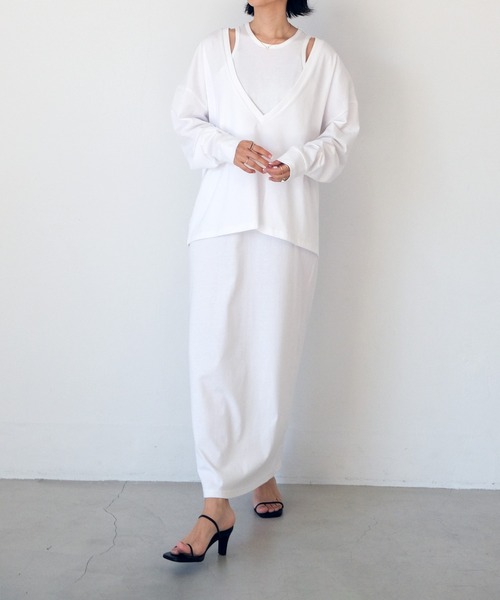 AKTE（アクテ）の「レイヤードカットソーワンピース（ワンピース・レディース・ホワイト/ブラック・FREE）」の11枚目の写真