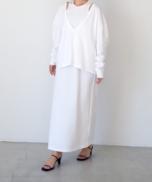 AKTE（アクテ）の「レイヤードカットソーワンピース（ワンピース・レディース・ホワイト/ブラック・FREE）」の12枚目の写真