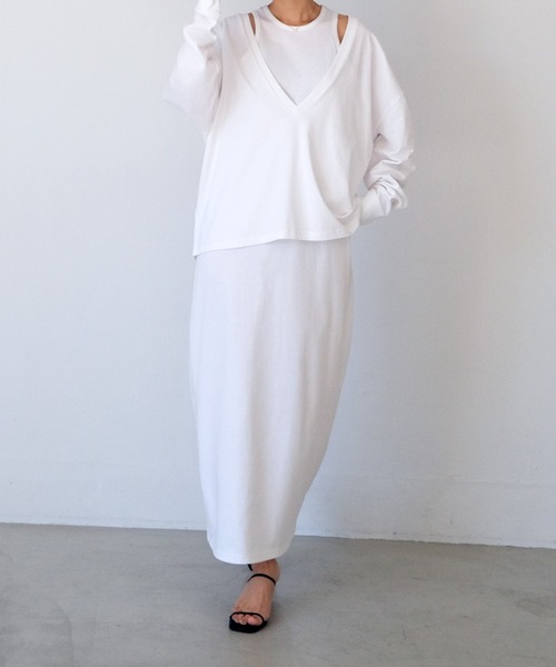 AKTE（アクテ）の「レイヤードカットソーワンピース（ワンピース・レディース・ホワイト/ブラック・FREE）」の15枚目の写真