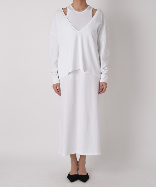 AKTE（アクテ）の「レイヤードカットソーワンピース（ワンピース・レディース・ホワイト/ブラック・FREE）」の19枚目の写真