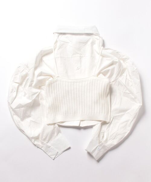 SPIGA（スピーガ）の「ﾆｯﾄﾋﾞｽﾁｪ付ｼｮｰﾄｼｬﾂ（シャツ/ブラウス・レディース・ブラック/ベージュ/ホワイト/ピンク・FREE）」の8枚目の写真