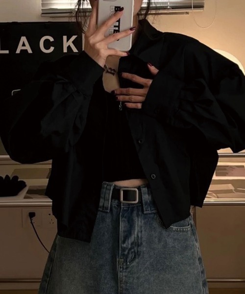 SPIGA（スピーガ）の「ﾆｯﾄﾋﾞｽﾁｪ付ｼｮｰﾄｼｬﾂ（シャツ/ブラウス・レディース・ブラック/ベージュ/ホワイト/ピンク・FREE）」の3枚目の写真