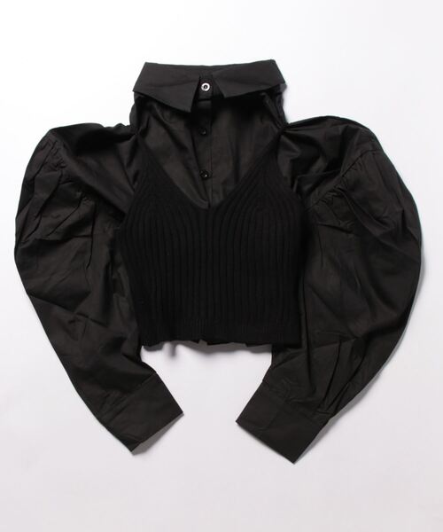 SPIGA（スピーガ）の「ﾆｯﾄﾋﾞｽﾁｪ付ｼｮｰﾄｼｬﾂ（シャツ/ブラウス・レディース・ブラック/ベージュ/ホワイト/ピンク・FREE）」の11枚目の写真