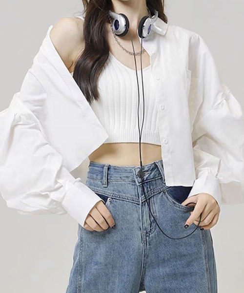 SPIGA（スピーガ）の「ﾆｯﾄﾋﾞｽﾁｪ付ｼｮｰﾄｼｬﾂ（シャツ/ブラウス・レディース・ブラック/ベージュ/ホワイト/ピンク・FREE）」の5枚目の写真