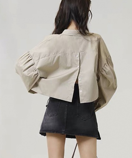 SPIGA（スピーガ）の「ﾆｯﾄﾋﾞｽﾁｪ付ｼｮｰﾄｼｬﾂ（シャツ/ブラウス・レディース・ブラック/ベージュ/ホワイト/ピンク・FREE）」の7枚目の写真