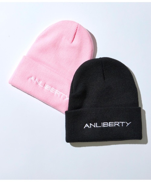 newhattan(ニューハッタン)の「【newhattan】ニューハッタン ANLIBERTY 刺繍ロゴニットキャップ(ニットキャップ/ビーニー・レディース・ライトピンク/オレンジ/ブラック・FREE)」の2枚目の写真