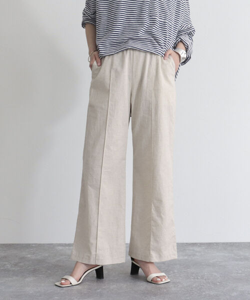 fredy emue（フレディエミュ）の「リネン混セミワイドイージーパンツ（その他パンツ・レディース・ベージュ/ネイビー/グリーン/カーキ・36/38）」の2枚目の写真