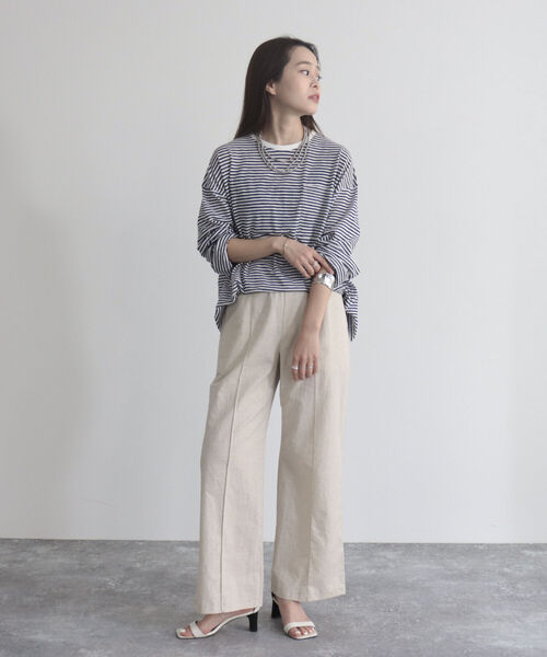 fredy emue（フレディエミュ）の「リネン混セミワイドイージーパンツ（その他パンツ・レディース・ベージュ/ネイビー/グリーン/カーキ・36/38）」の17枚目の写真