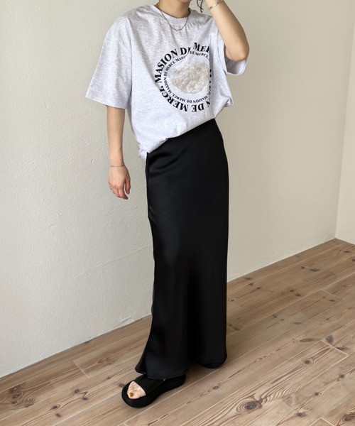 セール】style up relax satin like long mermaid skirt