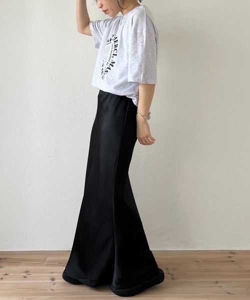 セール】style up relax satin like long mermaid skirt