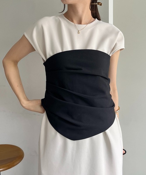 CAPRICIEUX LE'MAGE（カプリシューレマージュ）の「アシメタックビスチェ（その他トップス・レディース・グレイッシュベージュ/ブラック・FREE）」の11枚目の写真