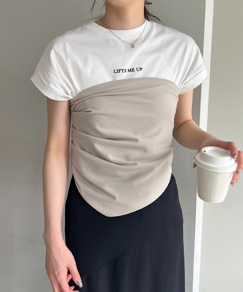 CAPRICIEUX LE'MAGE（カプリシューレマージュ）の「アシメタックビスチェ（その他トップス・レディース・グレイッシュベージュ/ブラック・FREE）」の9枚目の写真