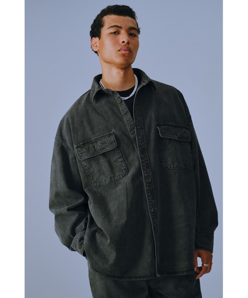 COOTIE PRODUCTIONS(クーティープロダクションズ)の「Pigment Dyed Hard Twisted Yarn CPO Jacket(ミリタリージャケット・メンズ・イエロー/スミクロ・LARGE/MEDIUM/SMALL)」の4枚目の写真