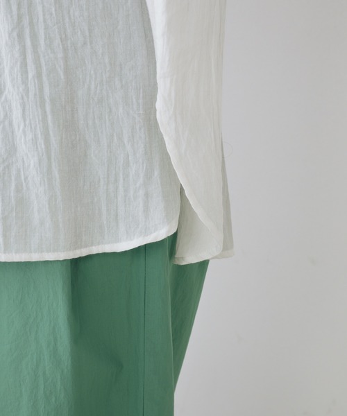 PUAL CE CIN（ピュアルセシン）の「袖レースシャーリング ガーゼ チュニックブラウス（シャツ/ブラウス・レディース・オフホワイト/チャコールグレー/ベージュ・FREE）」の15枚目の写真