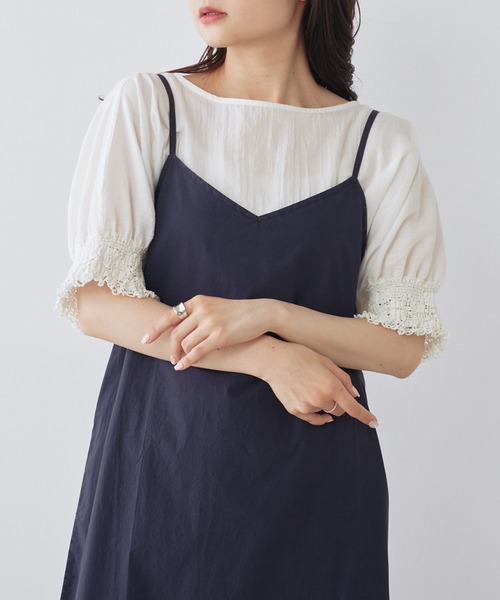 PUAL CE CIN（ピュアルセシン）の「袖レースシャーリング ガーゼ チュニックブラウス（シャツ/ブラウス・レディース・オフホワイト/チャコールグレー/ベージュ・FREE）」の20枚目の写真