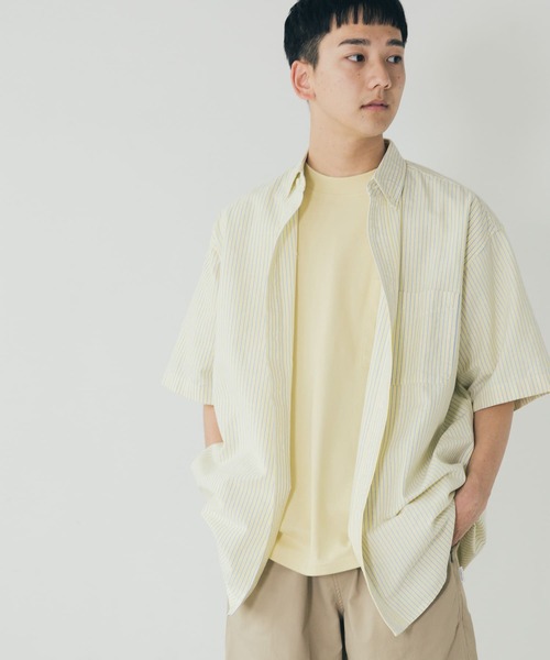 FORK&SPOON（フォークアンドスプーン）の「FORK&SPOON　ボタンダウンOXストライプショートスリーブシャツ（シャツ/ブラウス・メンズ・イエロー系その他/ブルー系その他・4/5/6）」の5枚目の写真